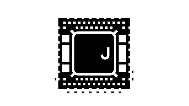 cpu semiconductor manufacturing animated glyph icon. cpu semiconductor manufacturing sign. isolated on white background