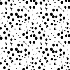 Vector Round Brush Seamless Pattern Grange Circle. Dot Spot Minimalist Geometric Design in Black Color with Dots and Spots. Modern Grung Collage Background for kids fabric