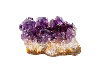 Amethyst Crystal Druse  macro mineral on white background