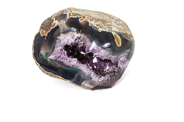 Amethyst Crystal Druse  macro mineral on white background