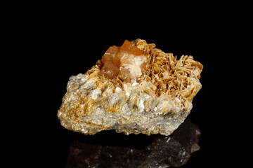 Macro Mineral Stone Sheelit on a black background