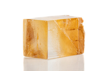 Macro mineral stone Calcite on a white background