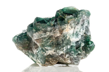 Macro mineral stone Fluorite on a white background