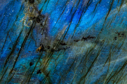 Macro mineral stone Labradorite on white background