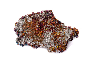 Macro mineral stone  Chalcopyrite on a white background