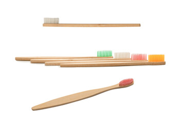Bamboo toothbrush isolated on a white background.