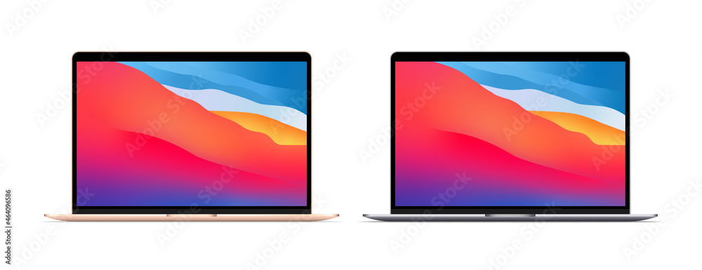 Wall mural new laptop realistic computer in mockup style. laptop isolated. vector. mockups 3d open laptops. gre