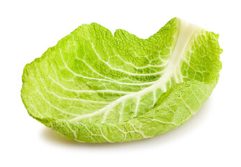 savoy cabbage leaves path isolated on white
