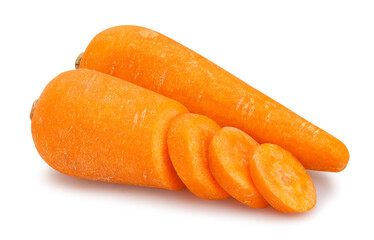 sliced carrot path isolated on white