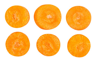 sliced carrot path isolated on white