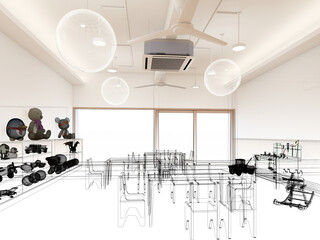 3d rendering of interior kindergarten class