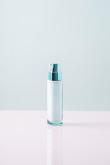 sunscreen on a white-blue background. minimalistic. Sunscreen