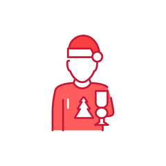 New Year celebration color line icon. Glowing lights. Editable stroke.