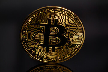 The concept of the Bitcoin cryptocurrency financial market. Bitcoin cryptocurrency is the money of...