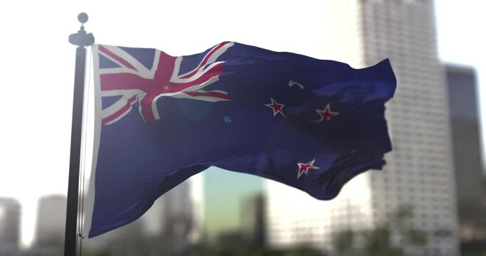 New Zealand national flag. New Zealand country waving flag. Politics and news illustration