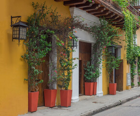 typical facade of the walled city cartagena de indias