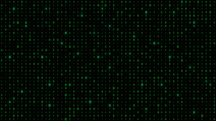 Obraz premium Technology vector binary code. Random falling digits on screen. Hacked software. Matrix sciense background. Big data analytics.