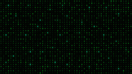 Technology vector binary code. Random falling digits on screen. Hacked software. Matrix sciense background. Big data analytics.