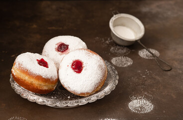 Hanukkah doughnut - traditional jewish holiday food.