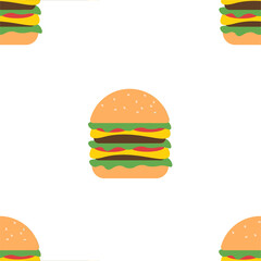 Double burger.Seamless pattern for wallpaper, wrapping, packing, and backdrop.