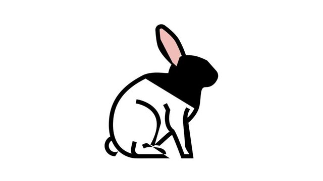 rabbit pet animated color icon. rabbit pet sign. isolated on white background