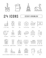 Fototapeta na wymiar Set of simple icons of Cesky Krumlov
