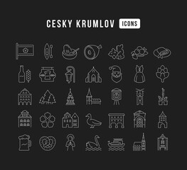 Set of simple icons of Cesky Krumlov