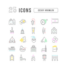 Set of simple icons of Cesky Krumlov