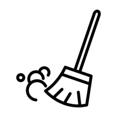 Broom outline icon. linear style sign for mobile concept and web design. Sweeping broom simple line vector icon. Symbol, logo illustration. Pixel perfect vector graphics