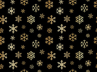 Falling gold snow flakes infinite pattern