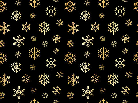 Falling Gold Snow Flakes Infinite Pattern