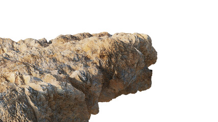 rocky cliff isolated on white background, edge of the mountain