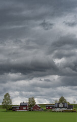 Norweska wieś z daleka