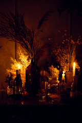 Candles with dried flowers room decor