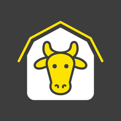 Cowshed vector flat icon. Farm animal sign