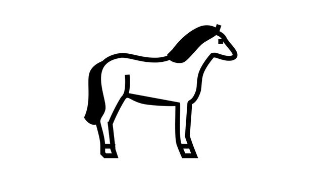 horse animal animated line icon. horse animal sign. isolated on white background