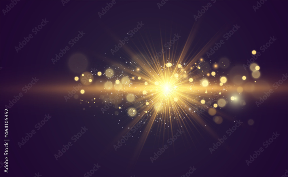 Poster special lens flash, light effect. the flash flashes rays and searchlight. illust.white glowing light