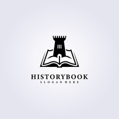 fantasy castle rise from a book logo vector illustration design vintage classic old logo design