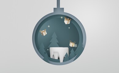 3d Display Podium for product and cosmetic presentation with Merry Christmas and Happy new year concept. Modern geometric. Platform for mock up and showing brand. Minimal clean design.