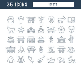 Naklejka premium Kyoto. Collection of perfectly thin icons for web design, app, and the most modern projects. The kit of signs for category Countries and Cities.