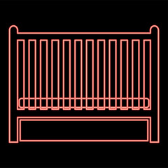 Neon baby bed icon black color in circle red color vector illustration flat style image
