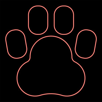 Neon animal footprint icon black color in circle red color vector illustration flat style image