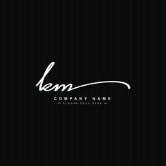 Initial Letter KM Logo - Handwritten Signature Style Logo