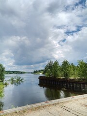 Fototapeta premium wooden bridge over lake