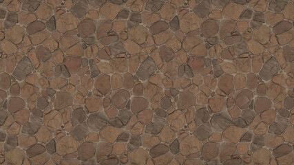 Panorama brown stone wall texture and background