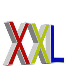 Obraz premium XXL als bunte 3D-Buchstaben vor weißem Hintergrund