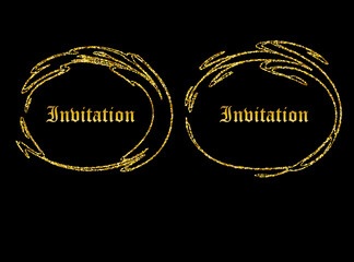 Gold Vintage Labels - Set of two vintage style labels with gold scroll frames and damask details. Damask pattern is in swatches panel. Each label is grouped separately for easy editing.