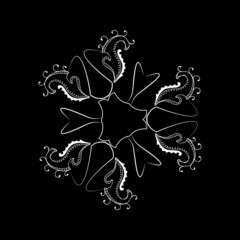 illustration with white round decoration on black background