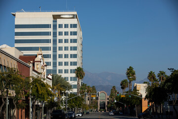 Afternoon view of the downtown skyline of San Bernardino, California, USA.