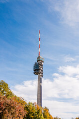 Fototapeta premium St. Chrischona, Bettingen, Riehen, Basel, Kirche, Fernsehturm, Wanderweg, Landwirtschaft, Obstbäume, Herbst, Herbstsonne, Schweiz